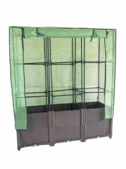 Pflanzkasten mit Kunststoffabdeckung & Rankhilfe aus Polypropylen, ca. 40 x 120 x 141 cm - Braun