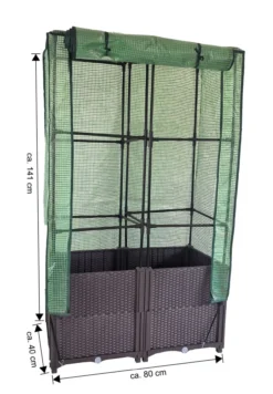 Pflanzkasten mit Kunststoffabdeckung & Rankhilfe aus Polypropylen, ca. 40 x 80 x 141 cm - Braun