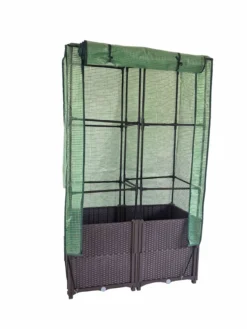 Pflanzkasten mit Kunststoffabdeckung & Rankhilfe aus Polypropylen, ca. 40 x 80 x 141 cm - Braun