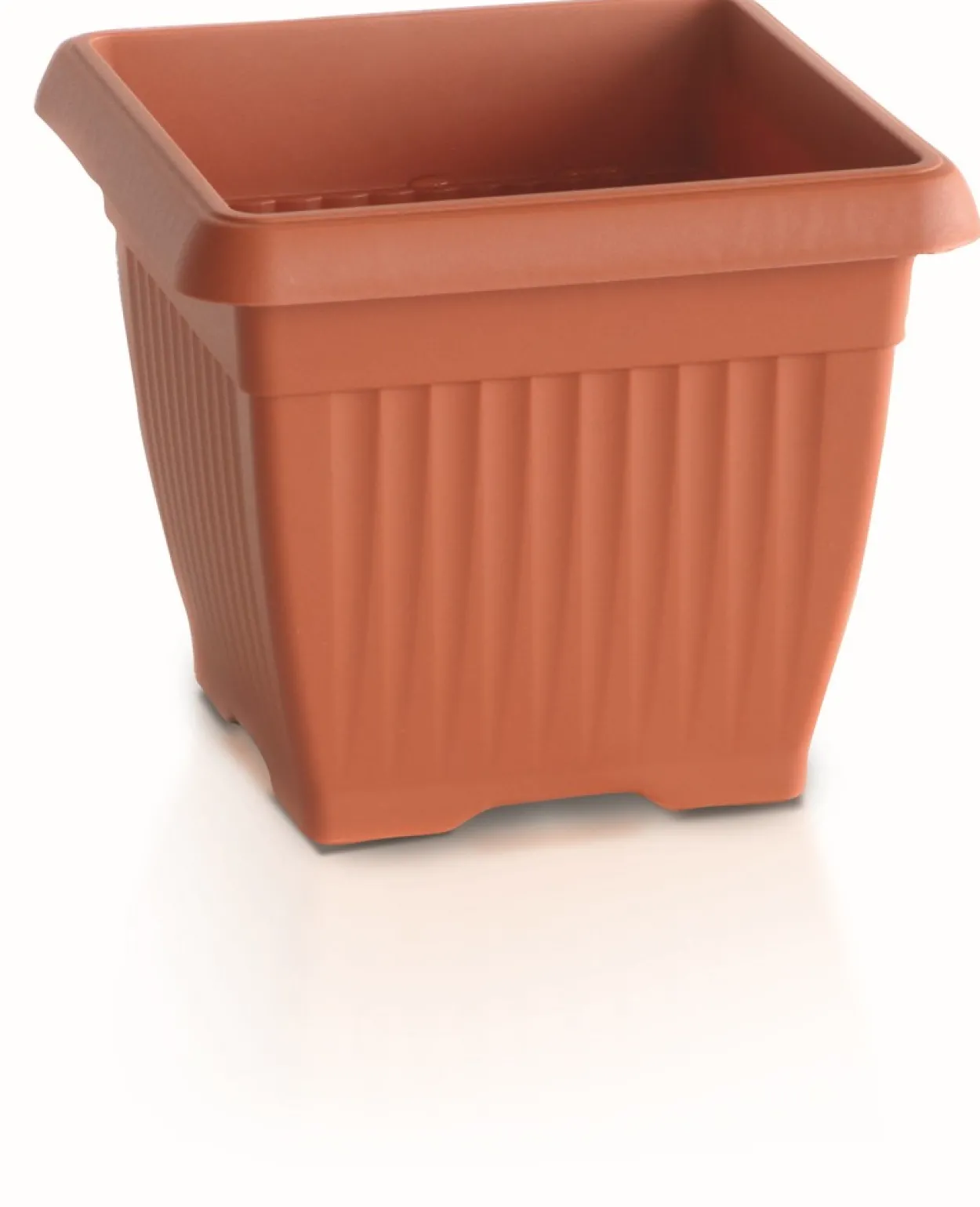 Pflanztopf mit Dekor, ca. 13,8 Liter - eckig - Terrakotta