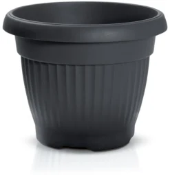 Pflanztopf mit Dekor, ca. 8 Liter - rund - Anthrazit