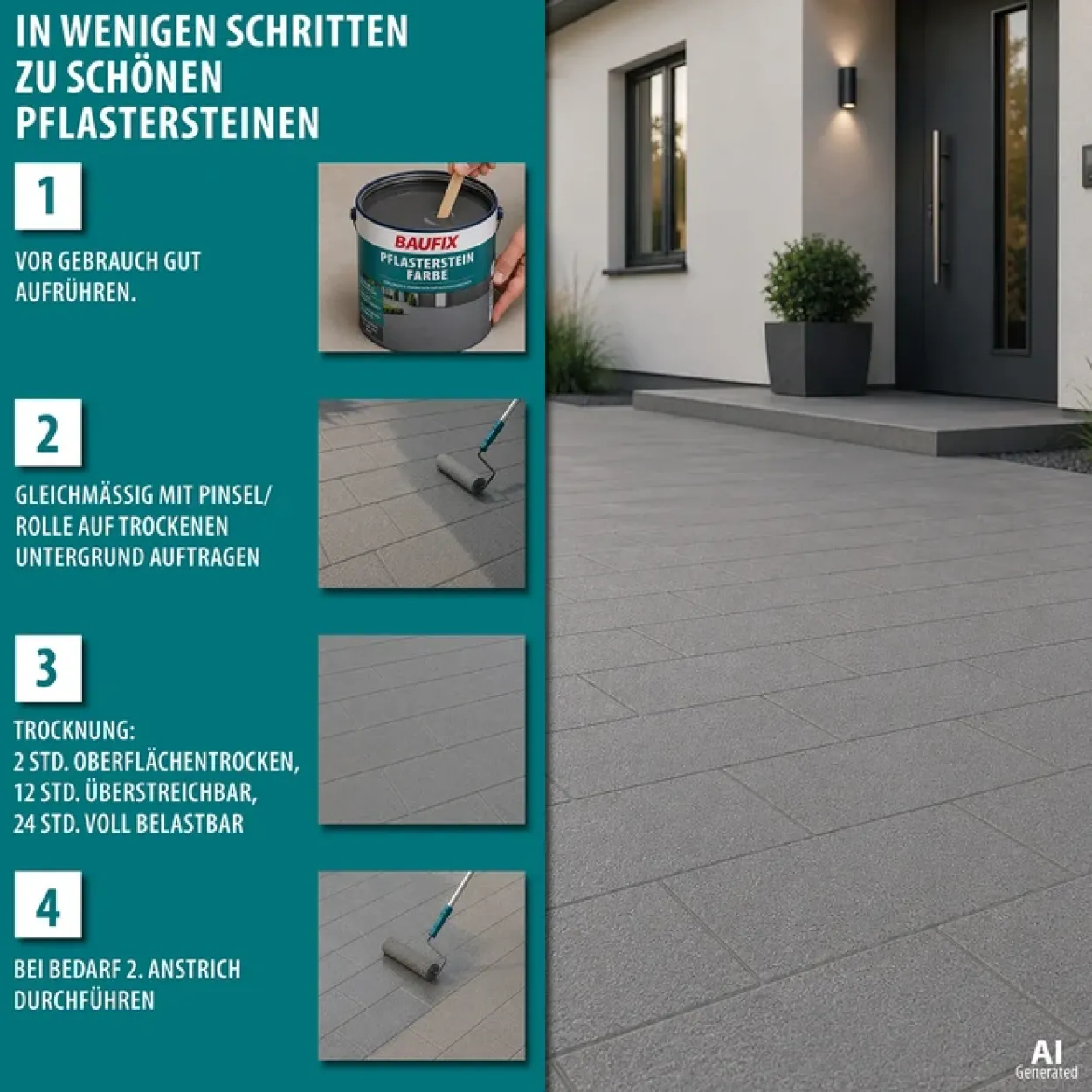 Pflasterstein-Farbe - grau 2,5L