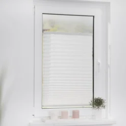 Plissee Haftfix, ohne Bohren Weiß, 75 cm x 130 cm (B x L)