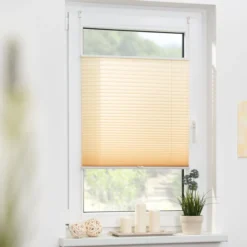 Plissee Klemmfix, ohne Bohren, verspannt - Creme, 75 cm x 130 cm (B x L)