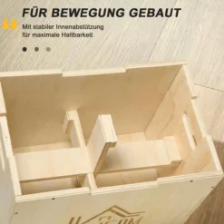 Plyo Box, Sprungbox aus Holz, Plyometric Plattform mit Griff, Naturholz