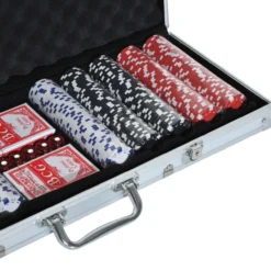 Pokerkoffer Pokerset 500 Pokerchips 5 Farben 2 x Kartenspiel 5 x Würfel