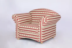 Polstersessel Loretta, ca. 110 x 84 x 84 cm – Rot gestreift & Blumenmuster