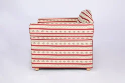 Polstersessel Loretta, ca. 110 x 84 x 84 cm – Rot gestreift & Blumenmuster
