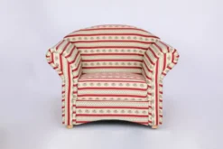 Polstersessel Loretta, ca. 110 x 84 x 84 cm – Rot gestreift & Blumenmuster