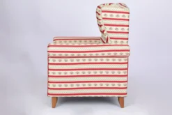 Polstersessel Loretta, ca. 86 x 81 x 105 cm – Rot gestreift & Blumenmuster