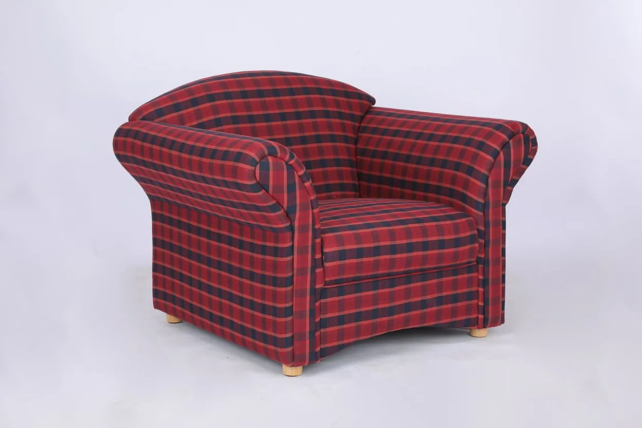 Polstersessel Loretta, ca. 110 x 84 x 84 cm – Rot Kariert