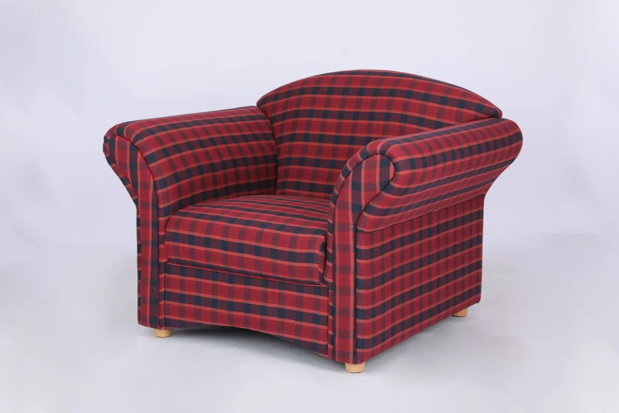 Polstersessel Loretta, ca. 110 x 84 x 84 cm – Rot Kariert