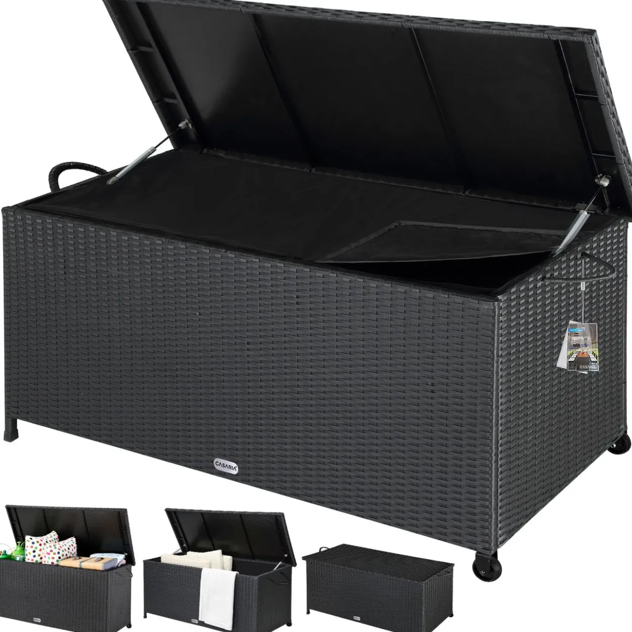 Polyrattan Auflagenbox - Schwarz
