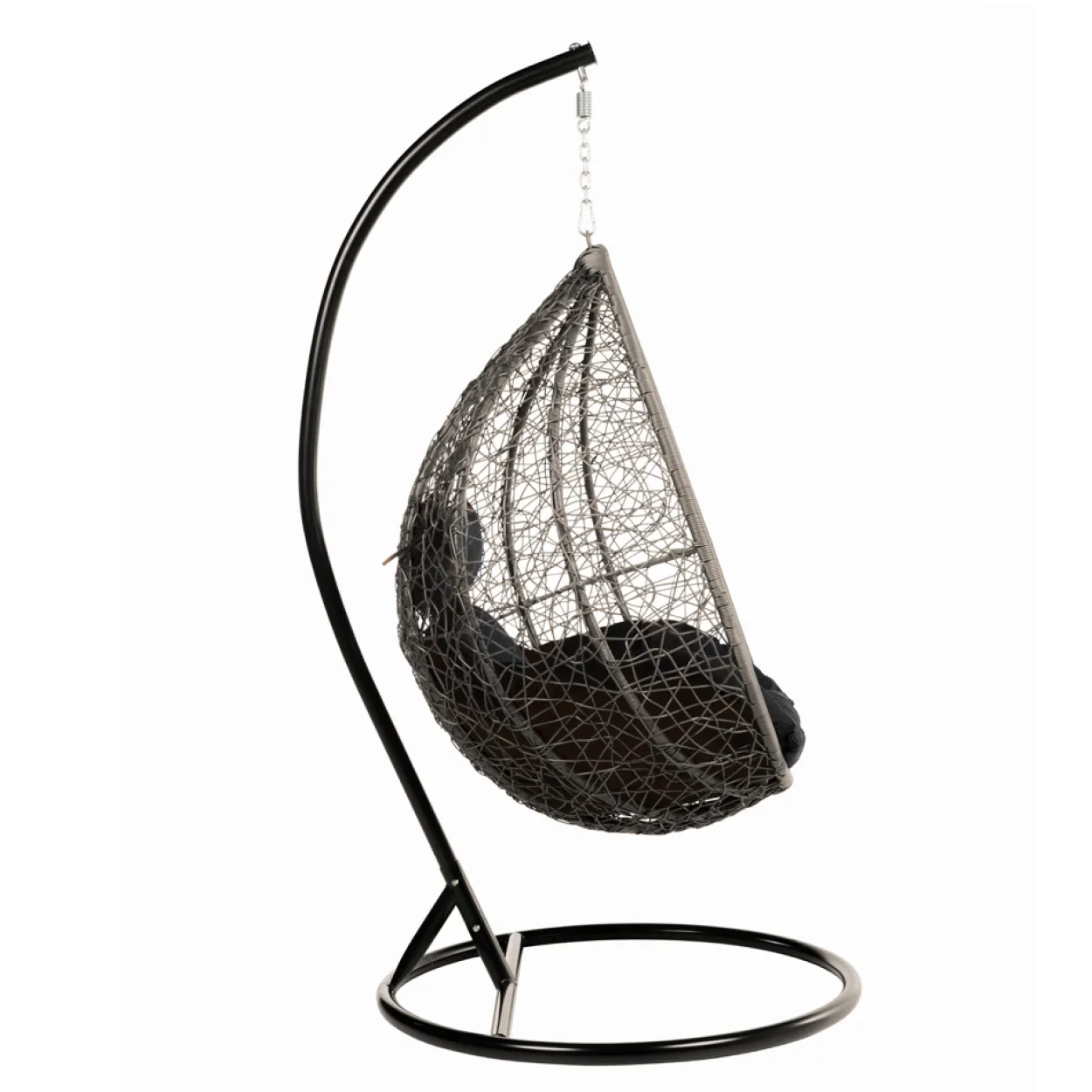 Polyrattan Hängesessel CIELO - Schwarz mit Regenabdeckung
