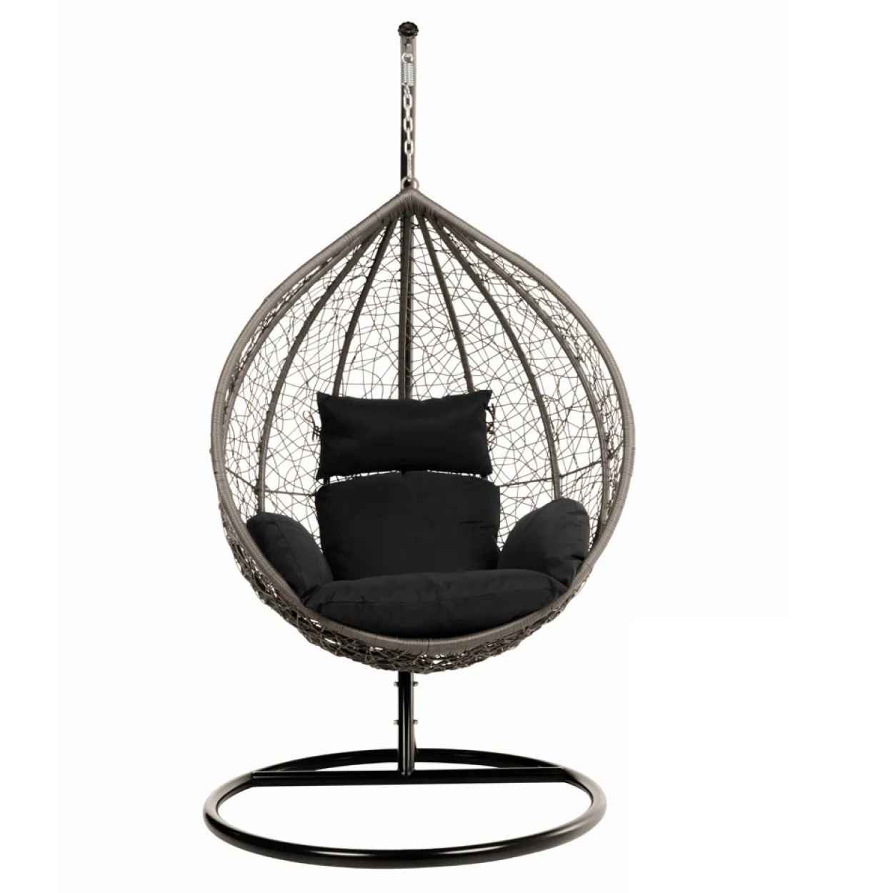 Polyrattan Hängesessel CIELO - Schwarz mit Regenabdeckung