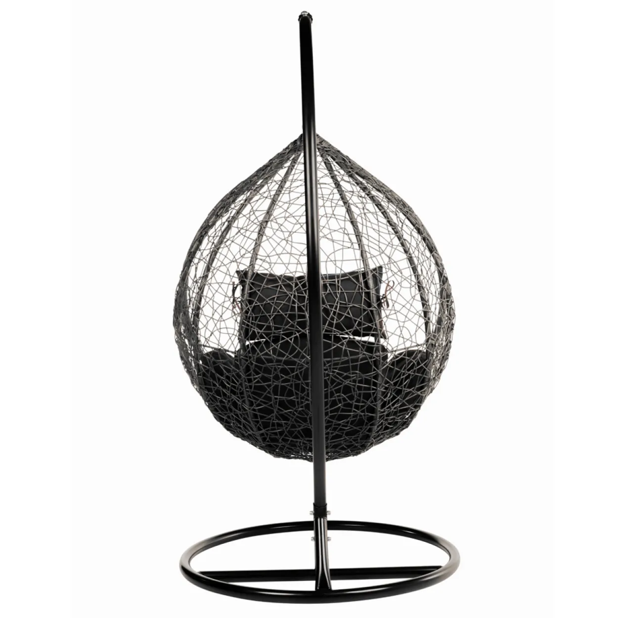 Polyrattan Hängesessel CIELO - Schwarz mit Regenabdeckung