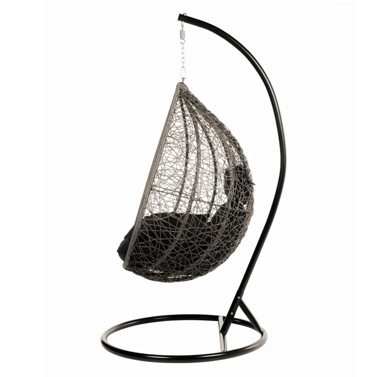 Polyrattan Hängesessel CIELO - Schwarz mit Regenabdeckung