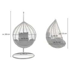 Polyrattan Hängesessel CIELO - Schwarz mit Regenabdeckung
