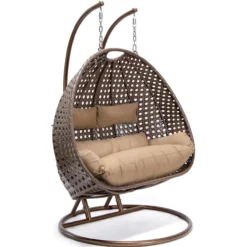 Polyrattan Hängesessel TWIN Braun inkl. Regenabdeckung