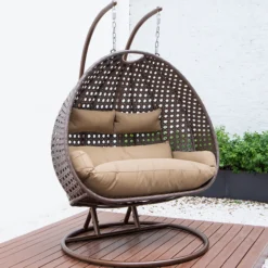 Polyrattan Hängesessel TWIN Braun inkl. Regenabdeckung