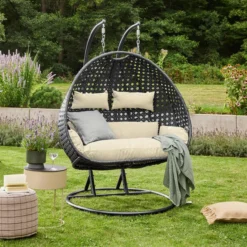 Polyrattan Hängesessel TWIN DELUXE - Schwarz