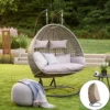 Polyrattan Hängesessel TWIN grau - inkl. Regenabdeckung