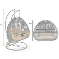 Polyrattan Hängesessel TWIN grau - inkl. Regenabdeckung