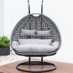Polyrattan Hängesessel TWIN grau - inkl. Regenabdeckung