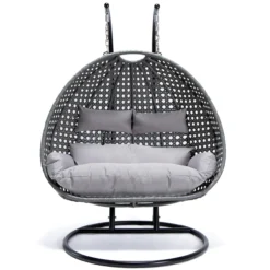 Polyrattan Hängesessel TWIN grau - inkl. Regenabdeckung