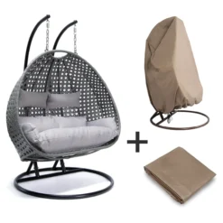 Polyrattan Hängesessel TWIN grau - inkl. Regenabdeckung