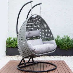 Polyrattan Hängesessel TWIN grau - inkl. Regenabdeckung