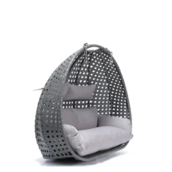 Polyrattan Hängesessel TWIN grau - Korb + Kissen