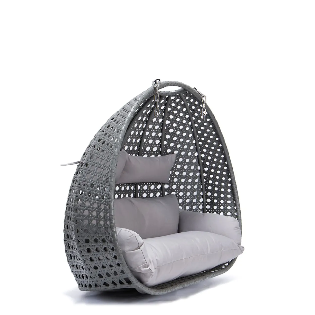 Polyrattan Hängesessel TWIN grau - Korb + Kissen