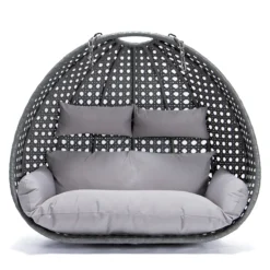 Polyrattan Hängesessel TWIN grau - Korb + Kissen