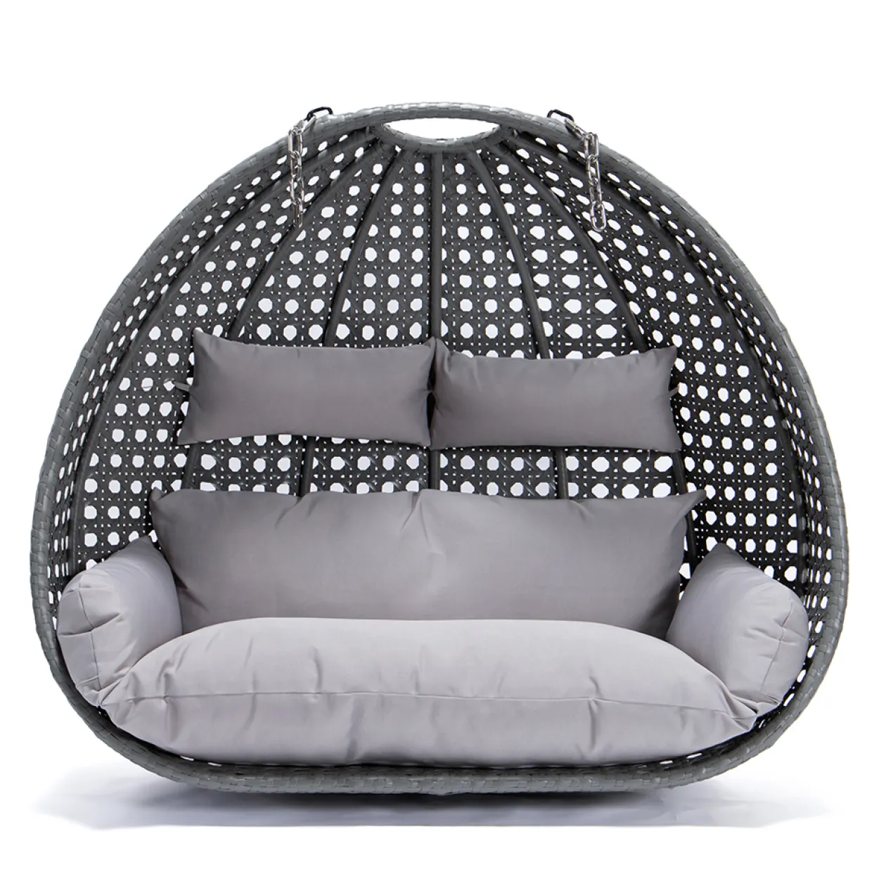 Polyrattan Hängesessel TWIN grau - Korb + Kissen