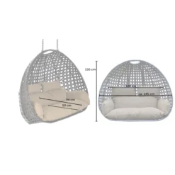 Polyrattan Hängesessel TWIN grau - Korb + Kissen