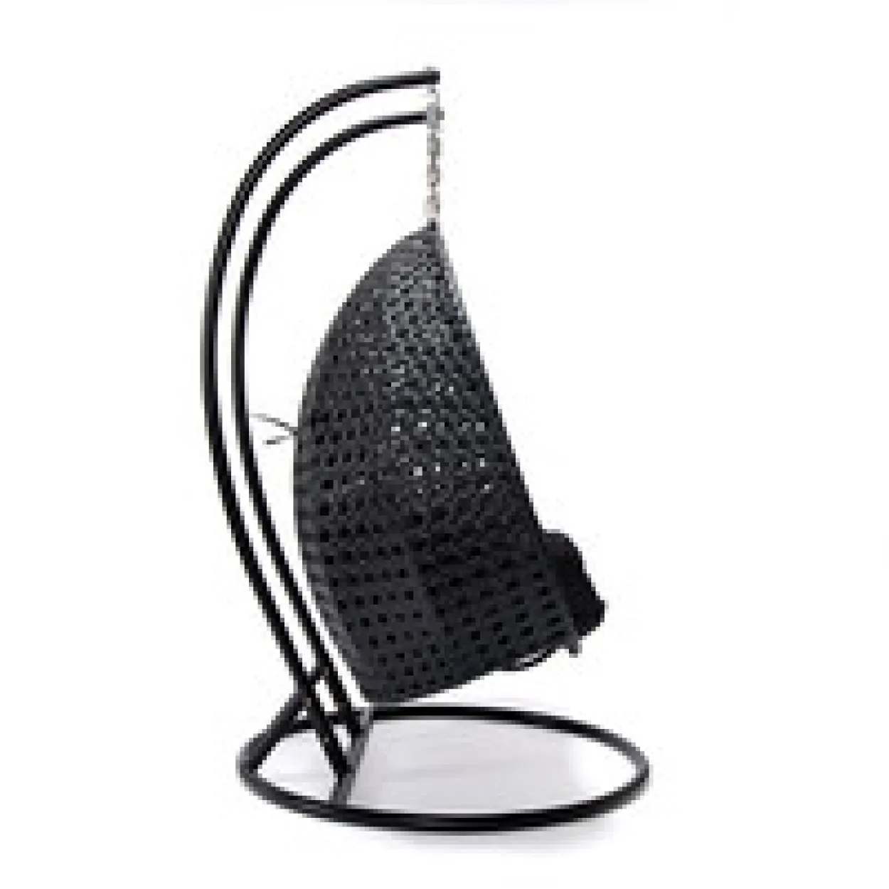 Polyrattan Hängesessel TWIN - Schwarz mit Regenabdeckung