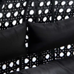 Polyrattan Hängesessel TWIN - Schwarz mit Regenabdeckung