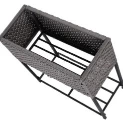 Poly Rattan Hochbeet Blumentopf Blumenkasten mit Füßen mit Ablage