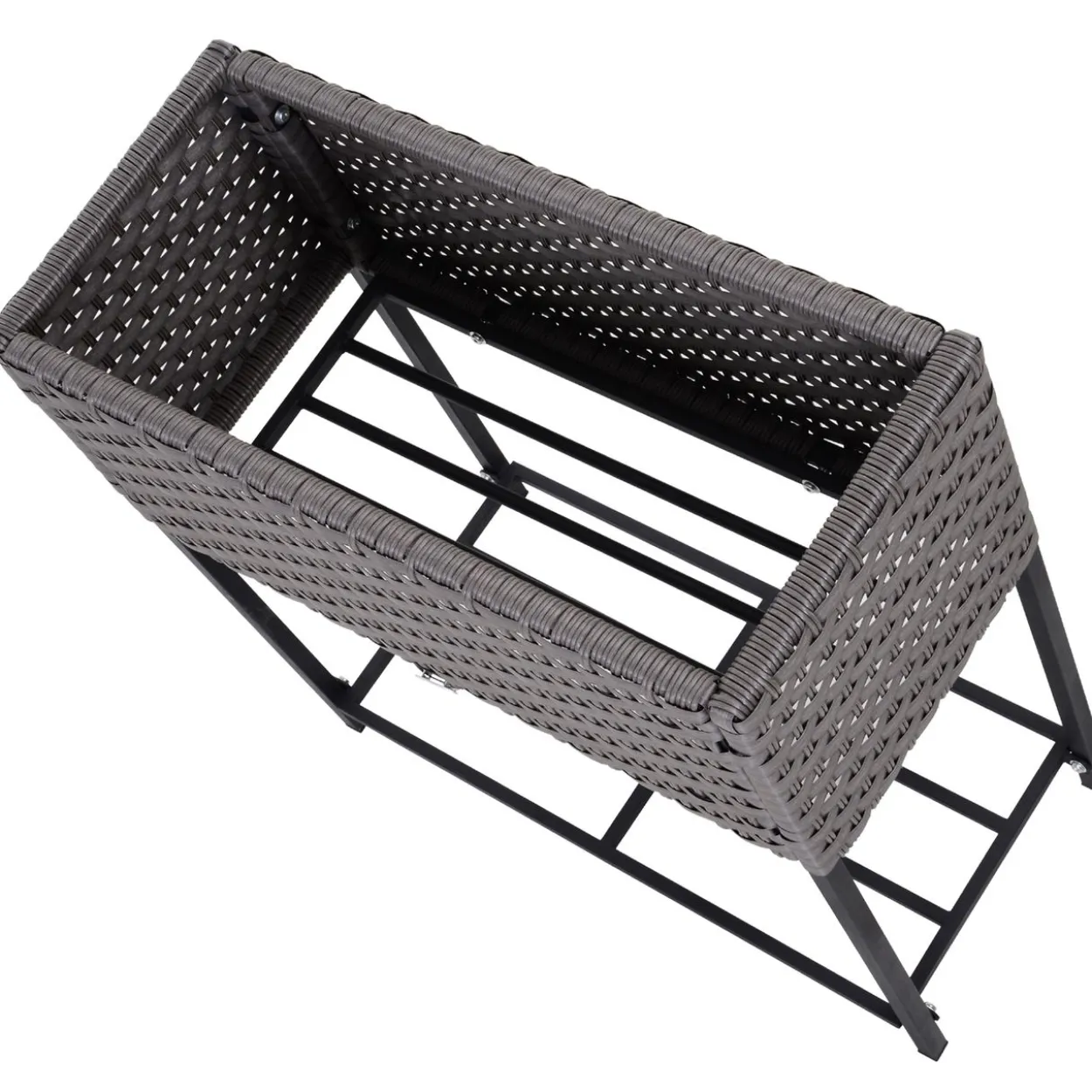 Poly Rattan Hochbeet Blumentopf Blumenkasten mit Füßen mit Ablage