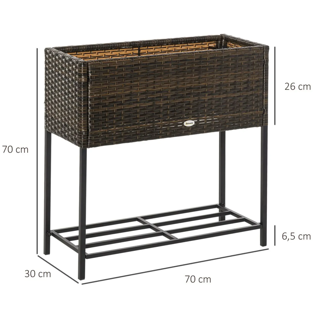 Poly Rattan Hochbeet Blumentopf Blumenkasten mit Füßen mit Ablage