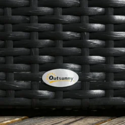 Polyrattan Hochbeet mit Rankgitter, Blumenkasten für Garten Schwarz