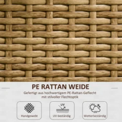 Polyrattan Hochbeet mit Rankgitter, Blumenkasten für Garten Sand