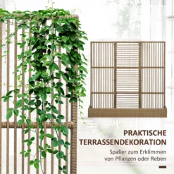 Polyrattan Hochbeet mit Rankgitter, Blumenkasten für Garten Sand