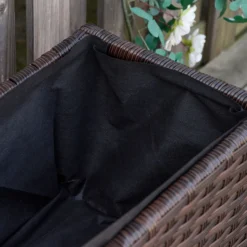 Poly Rattan Hochbeet mit Rollen Pflanzkasten mit Abflusslöchern Braun