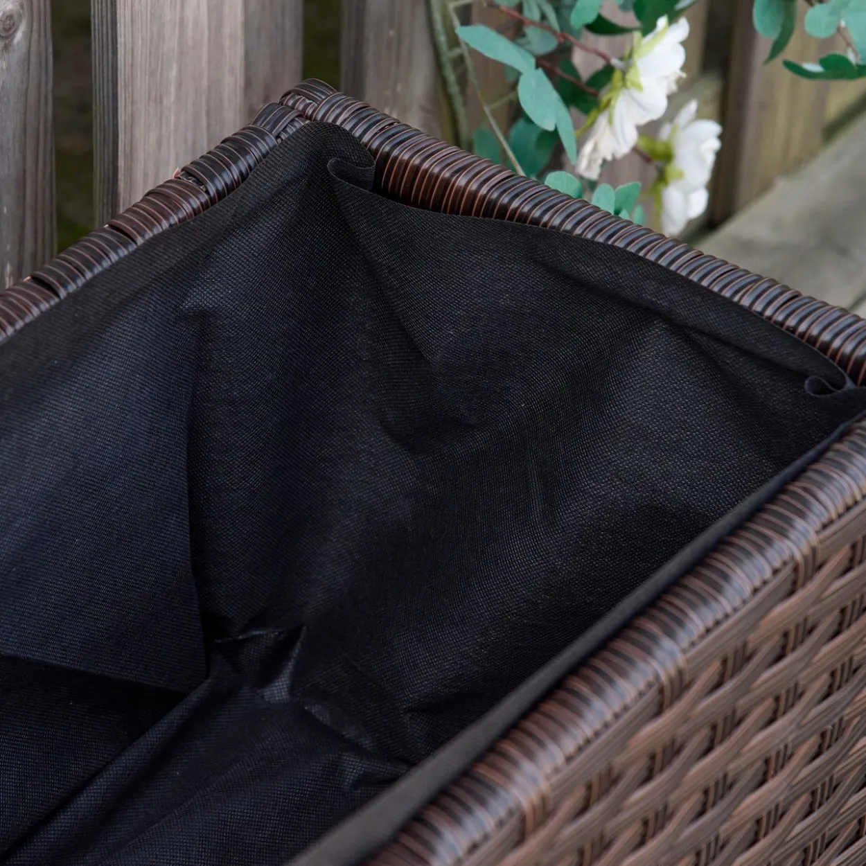 Poly Rattan Hochbeet mit Rollen Pflanzkasten mit Abflusslöchern Braun