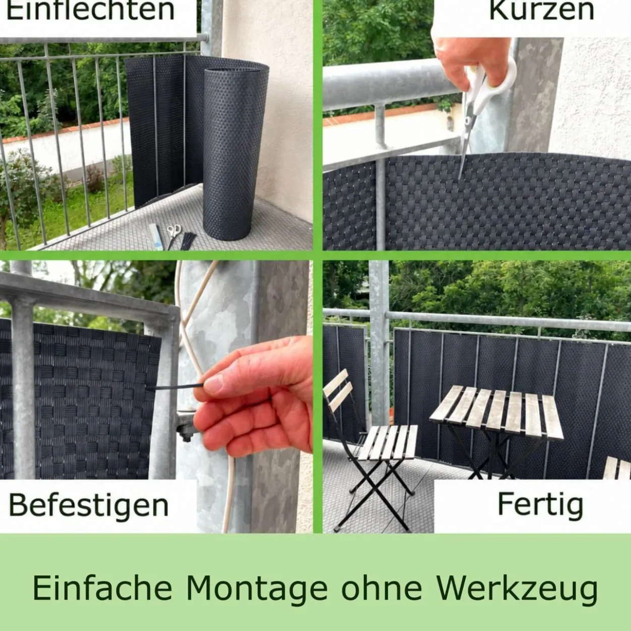 Polyrattan Sichtschutz Balkon 500 x 90 cm