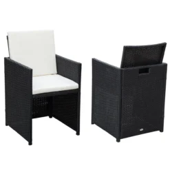 Polyrattan Sitzgruppe Essgruppe Gartenset Garnitur 11 tlg. mit Kissen, Schwarz