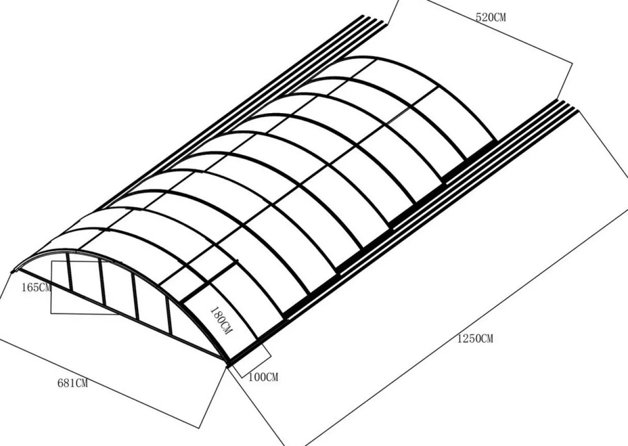Poolüberdachung "Adèle" aus Aluminium, ca. 12,50 x 6,81 x 1,65 m
