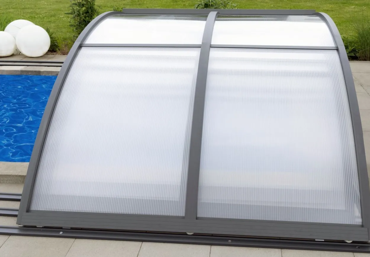 Poolüberdachung "Adèle" aus Aluminium, ca. 12,50 x 6,81 x 1,65 m